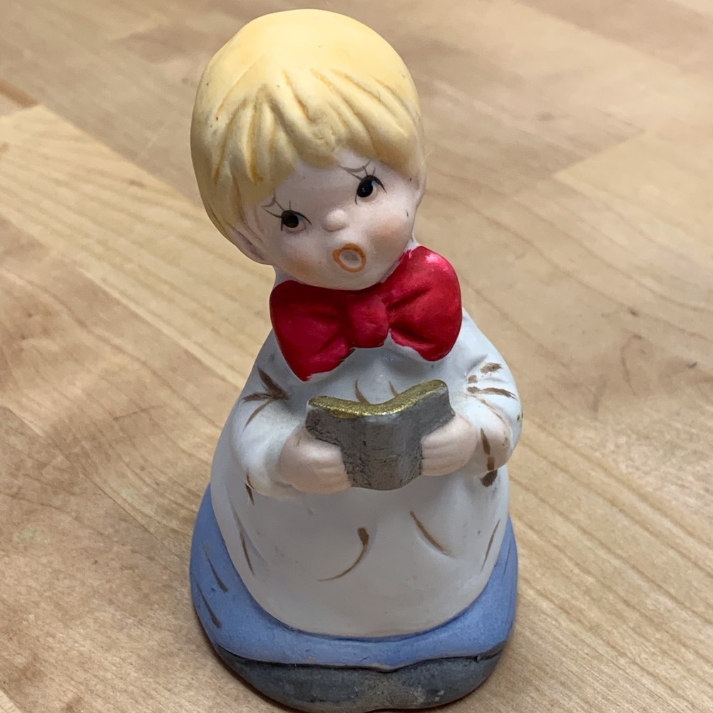 Vintage Bisque Porcelain Choir Boy Bell Jasco 1978 Chorus Boy hand painted